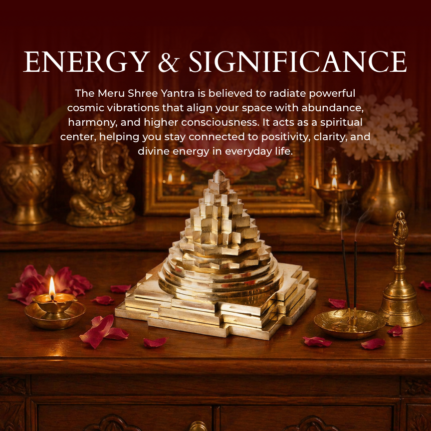 Shreejee Metal Meru Yantra – Sacred 3D Shree Yantra for Wealth, Abundance & Vastu Balance | Energized Lakshmi Yantra for Home & Office
