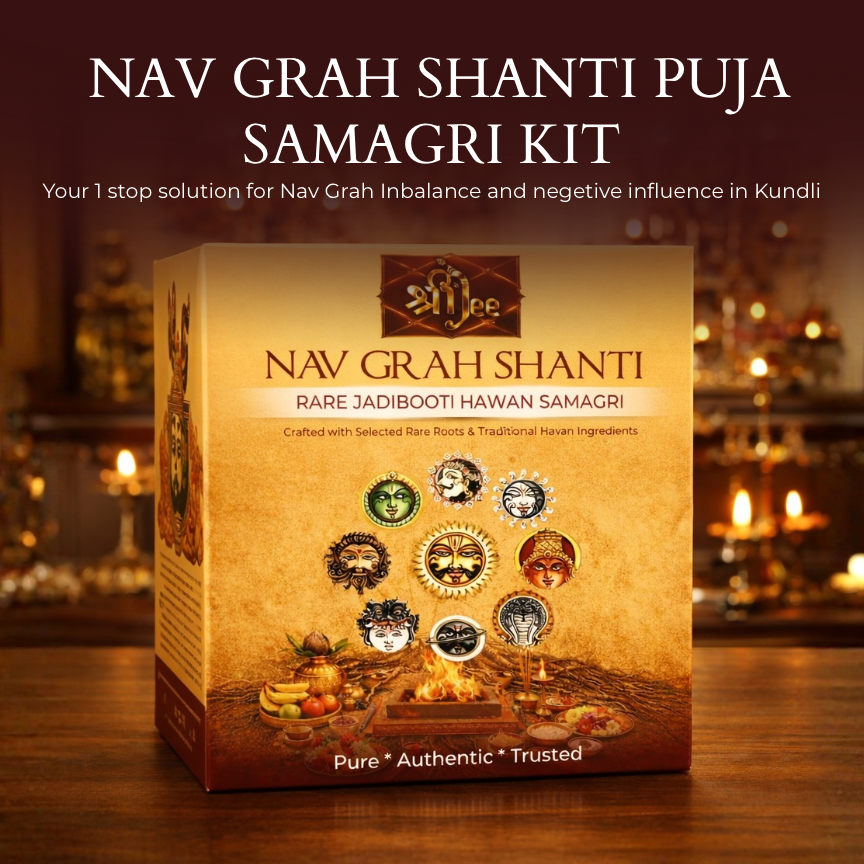 Navgraha Havan Samagri 9-in-1 Self Puja Kit – 9 Days Navgraha Shanti Ritual with Havan Kund, Rare Jadibooti Samagri, Kapur & Mantra Guide for Easy At-Home Havan (No Pandit Needed)