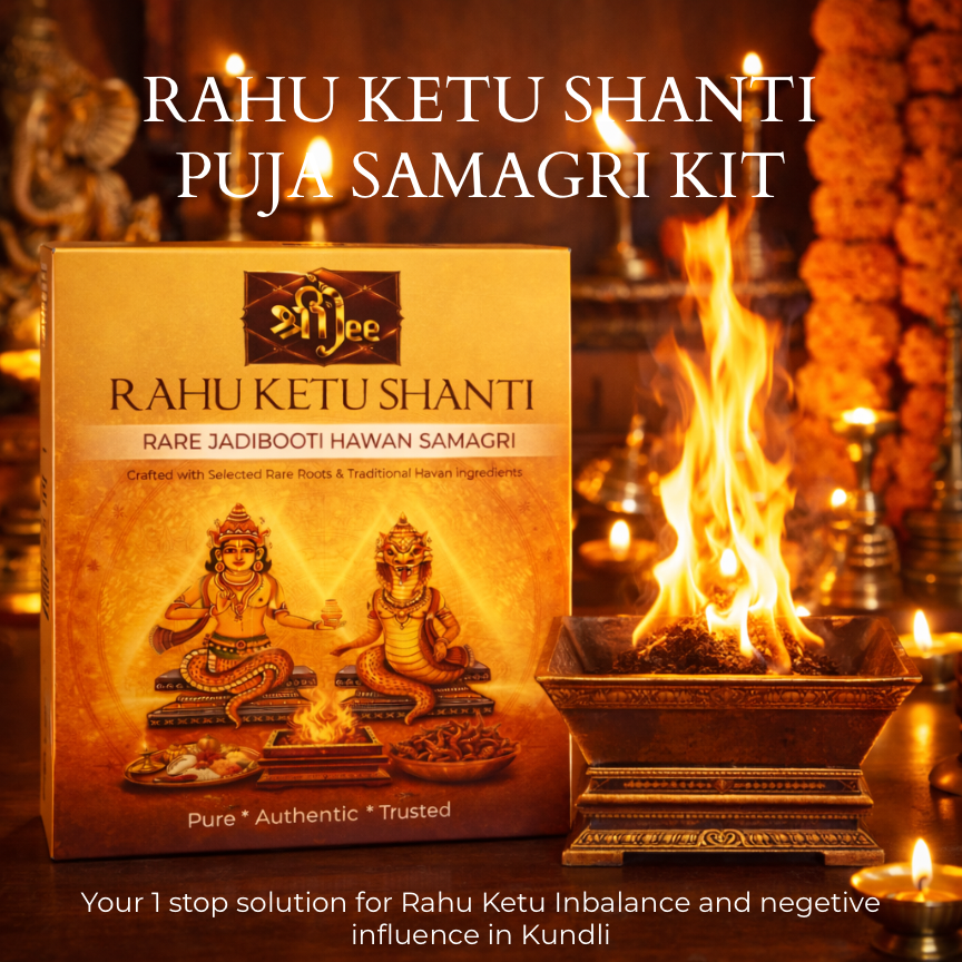 Rahu Ketu Shanti Havan Puja Kit 9-in-1 – 9 days Complete Rahu Ketu Dosh Nivaran Ritual with Havan Kund, Rare Jadibooti Havan Samagri, Kapur & Mantra Guide for Easy At-Home Rahu Ketu Shanti Puja (No Pandit Needed)