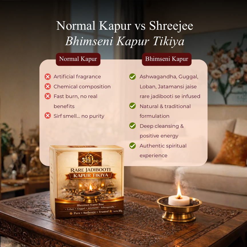 8-in-1 Rare Jadibooti Bhimseni Kapur Tikiya – For Positive Vibes & Nazar Protection with Guggal, Loban, Ashwagandha & Jatamansi