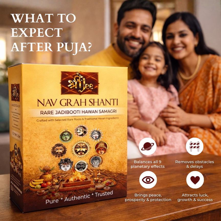 Navgraha Havan Samagri 9-in-1 Self Puja Kit – 9 Days Navgraha Shanti Ritual with Havan Kund, Rare Jadibooti Samagri, Kapur & Mantra Guide for Easy At-Home Havan (No Pandit Needed)