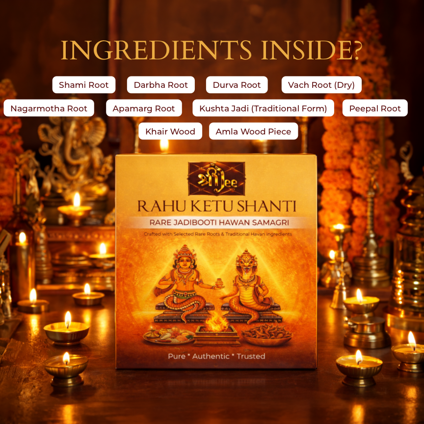Rahu Ketu Shanti Havan Puja Kit 9-in-1 – 9 days Complete Rahu Ketu Dosh Nivaran Ritual with Havan Kund, Rare Jadibooti Havan Samagri, Kapur & Mantra Guide for Easy At-Home Rahu Ketu Shanti Puja (No Pandit Needed)