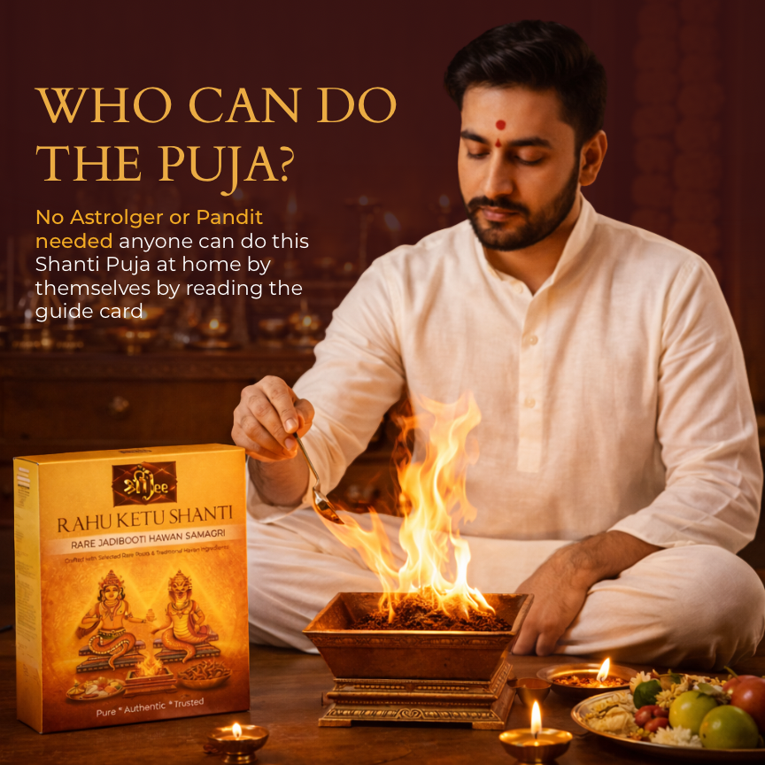 Rahu Ketu Shanti Havan Puja Kit 9-in-1 – 9 days Complete Rahu Ketu Dosh Nivaran Ritual with Havan Kund, Rare Jadibooti Havan Samagri, Kapur & Mantra Guide for Easy At-Home Rahu Ketu Shanti Puja (No Pandit Needed)