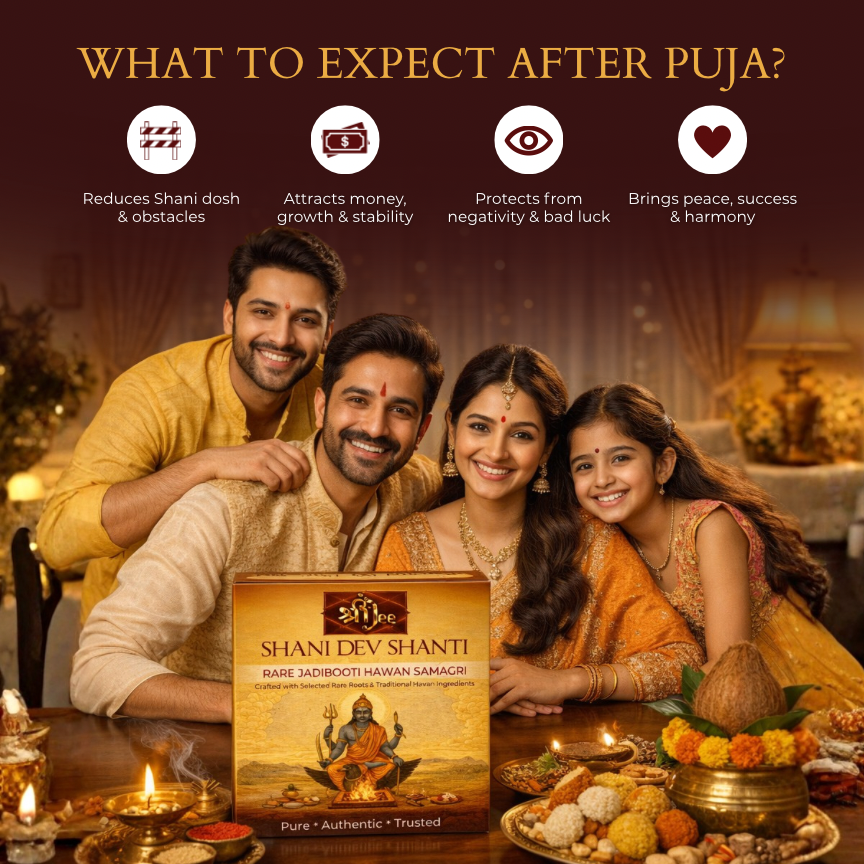 Shani Dev Shanti Havan Samagri 9-in-1 Self Puja Kit – 9 Days Powerful Shani Shanti Ritual with Havan Kund, Rare Jadibooti Samagri, Kapur & Mantra Guide for Easy At-Home Havan (No Pandit Needed)